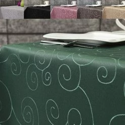 Null First-Tex Ornament Damast Tischdecke Eckig 90x90 Dunkelgrün, Hochwertig, Pflegeleicht, Schnelltrocknend, Farbecht -Lightpak Shop 24d24785 ea67 4176 b5fb a32eb3cf02d8