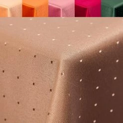 Null Punkte Damast Tischdecke, Eckig, 130x160 Cm, Von First-Tex, Hellbraun, Pflegeleicht, Hochwertig, Bügelarm, Farbecht -Lightpak Shop 35dd9461 ce9f 46fd a11a 9fbee39dc67e