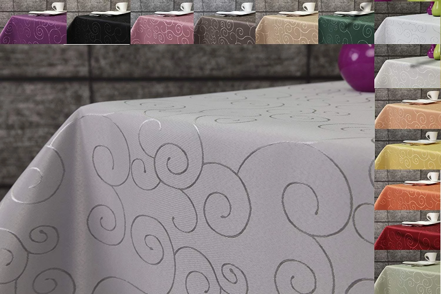 Null First-Tex Ornament Damast Tischdecke 160 Cm, Rund Silber, Pflegeleicht, Hochwertig, Bügelarm, Schnelltrocknend, Farbecht 6 Null First-Tex Ornament Damast Tischdecke 160 Cm, Rund Silber, Pflegeleicht, Hochwertig, Bügelarm, Schnelltrocknend, Farbecht – Bild 6