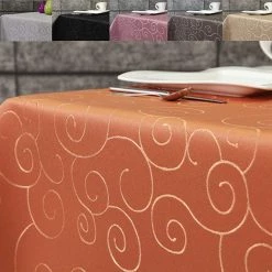 Null First-Tex Ornament Damast Tischdecke Eckig 110x160 Terracotta, Hochwertig, Pflegeleicht, Bügelarm, Schnelltrocknend, -Lightpak Shop 459e5dd4 8707 465b 98ac 4a256f09fa01