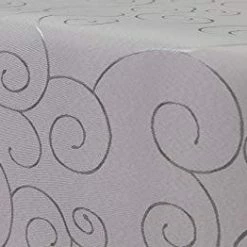 Null First-Tex Ornament Damast Tischdecke 135 Cm, Rund Silber, Pflegeleicht, Hochwertig, Bügelarm, Schnelltrocknend, Farbecht