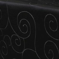 Null First-Tex, Ornament Damast Tischdecke, 135x180 Cm, Oval, Schwarz, Pflegeleicht, Hochwertig, Bügelarm, Schnelltrocknend