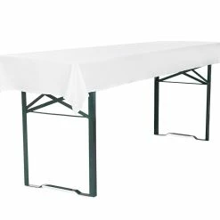 Null TexDeko Tischdecke Für Bierzeltgarnitur 250 X 100 Cm Biertischdecke Blickdicht Waschbar & Wiederverwendbar In Premium Qualität (Weiß)