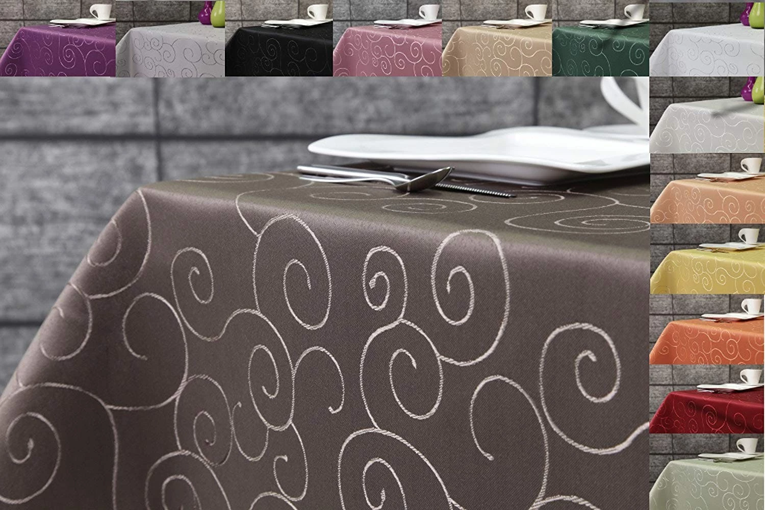 Null First-Tex Ornament Damast Tischdecke 130x220 Cm, Oval, Dunkelbraun, Pflegeleicht, Hochwertig, Bügelarm, Schnelltrocknend 6 Null First-Tex Ornament Damast Tischdecke 130x220 Cm, Oval, Dunkelbraun, Pflegeleicht, Hochwertig, Bügelarm, Schnelltrocknend – Bild 6