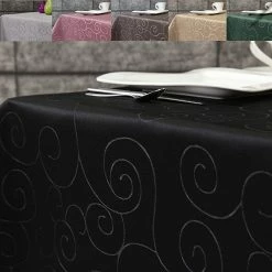 Null First-Tex, Ornament Damast Tischdecke, 135x180 Cm, Oval, Schwarz, Pflegeleicht, Hochwertig, Bügelarm, Schnelltrocknend -Lightpak Shop 6f69f0c5 1060 4715 b979 6223e0446f77