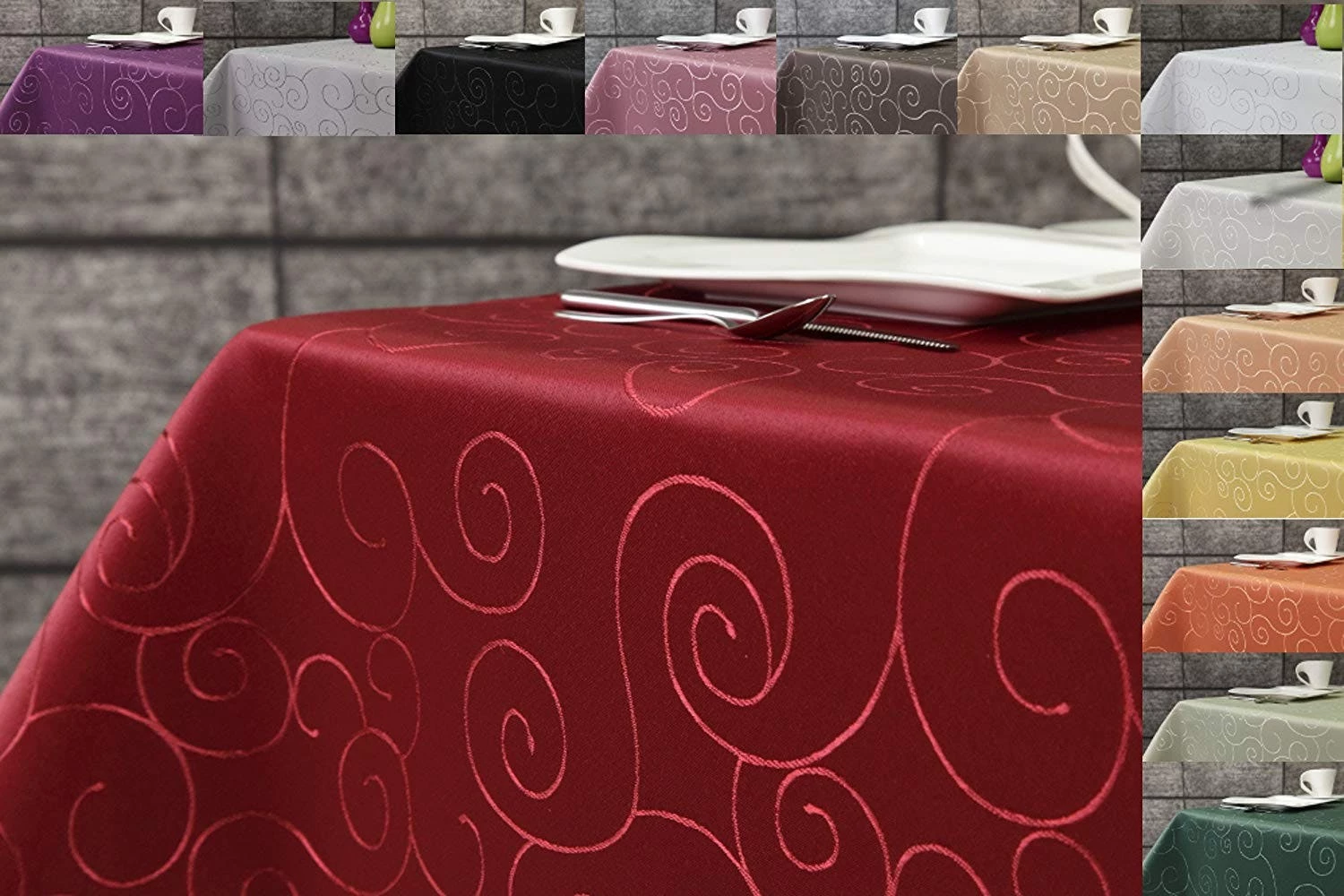 Null First-Tex, Ornament Damast Tischdecke, 180 Cm, Rund, Rot, Pflegeleicht, Hochwertig, Bügelarm, Schnelltrocknend, Farbecht 6 Null First-Tex, Ornament Damast Tischdecke, 180 Cm, Rund, Rot, Pflegeleicht, Hochwertig, Bügelarm, Schnelltrocknend, Farbecht – Bild 6