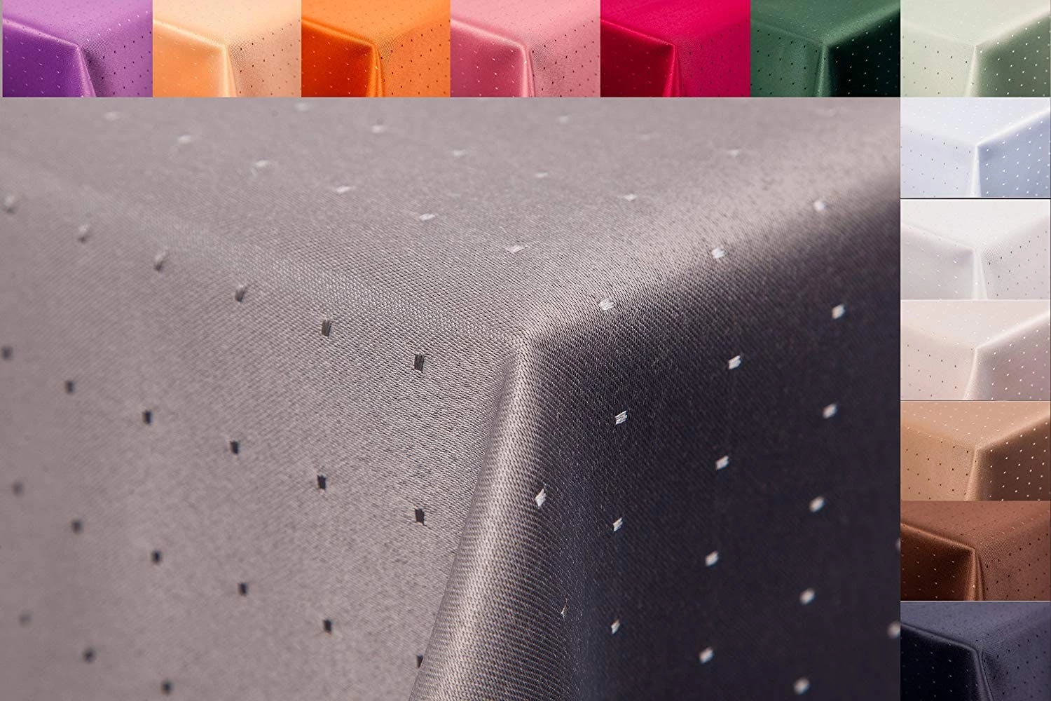 Null Punkte Damast Tischdecke Eckig 135x180 Von First-Tex Grau Pflegeleicht, Hochwertig, Bügelarm, Schnelltrocknend, Farbecht 6 Null Punkte Damast Tischdecke Eckig 135x180 Von First-Tex Grau Pflegeleicht, Hochwertig, Bügelarm, Schnelltrocknend, Farbecht – Bild 6