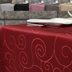 Null First-Tex Ornament Damast Tischdecke 130x220 Cm Oval Rot, Pflegeleicht, Hochwertig, Bügelarm, Schnelltrocknend, Farbecht -Lightpak Shop 9fc395c9 97c8 4a91 8d94 184f2aba729f