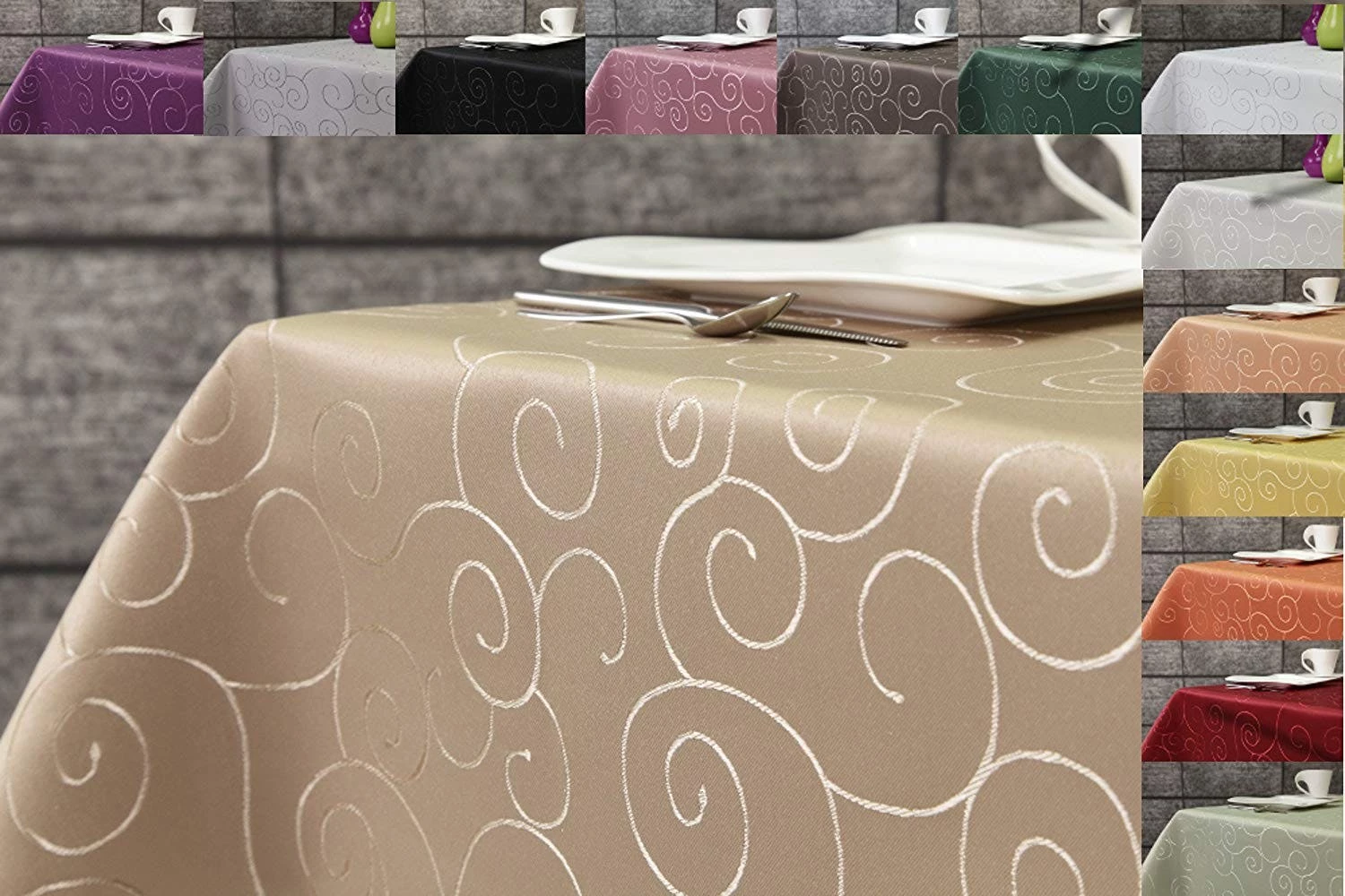 Null First-Tex Ornament Damast Tischdecke 160 Cm Rund Hellbraun Pflegeleicht Hochwertig, Bügelarm, Schnelltrocknend, Farbecht 6 Null First-Tex Ornament Damast Tischdecke 160 Cm Rund Hellbraun Pflegeleicht Hochwertig, Bügelarm, Schnelltrocknend, Farbecht – Bild 6