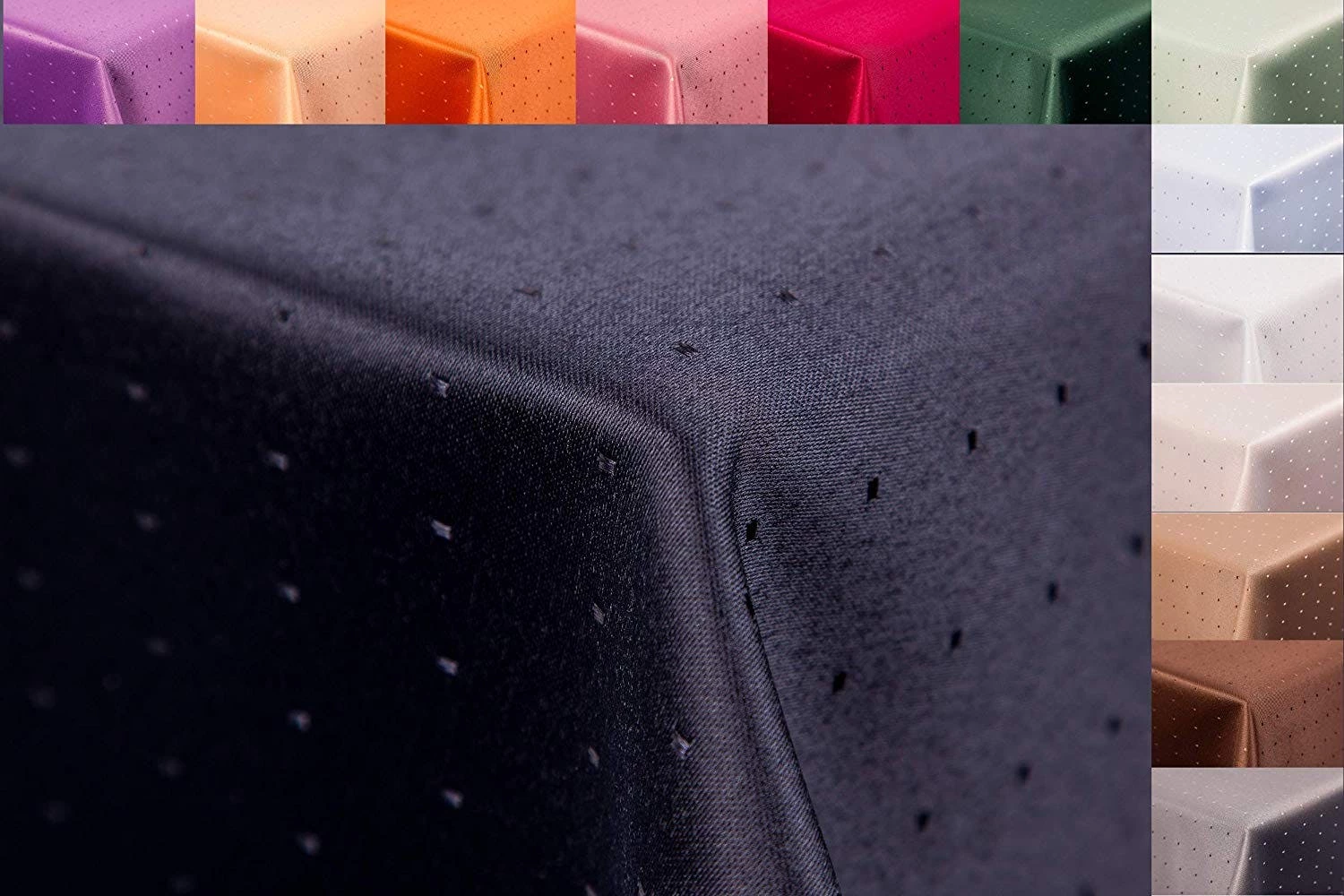 Null Punkte Damast Tischdecke 130x220 Eckig Schwarz, Pflegeleicht, Hochwertig, Bügelarm, Schnelltrocknend, Farbecht 6 Null Punkte Damast Tischdecke 130x220 Eckig Schwarz, Pflegeleicht, Hochwertig, Bügelarm, Schnelltrocknend, Farbecht – Bild 6