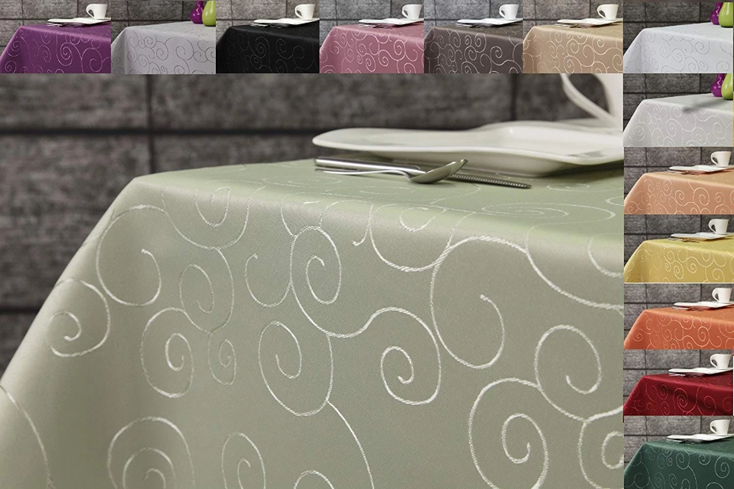 Null First-Tex, Ornament Damast Tischdecke, 130x220 Cm, Oval, Hellgrün, Pflegeleicht, Hochwertig, Bügelarm, Schnelltrocknend 6 Null First-Tex, Ornament Damast Tischdecke, 130x220 Cm, Oval, Hellgrün, Pflegeleicht, Hochwertig, Bügelarm, Schnelltrocknend – Bild 6